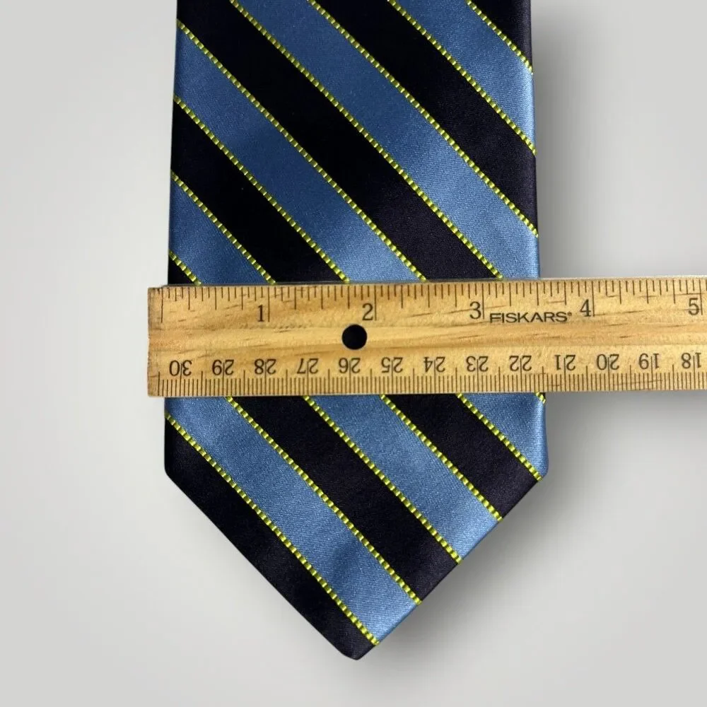 ROBERT TALBOTT Silk Tie Striped tie  100% Silk Necktie Navy/Blue/Yellow Made USA